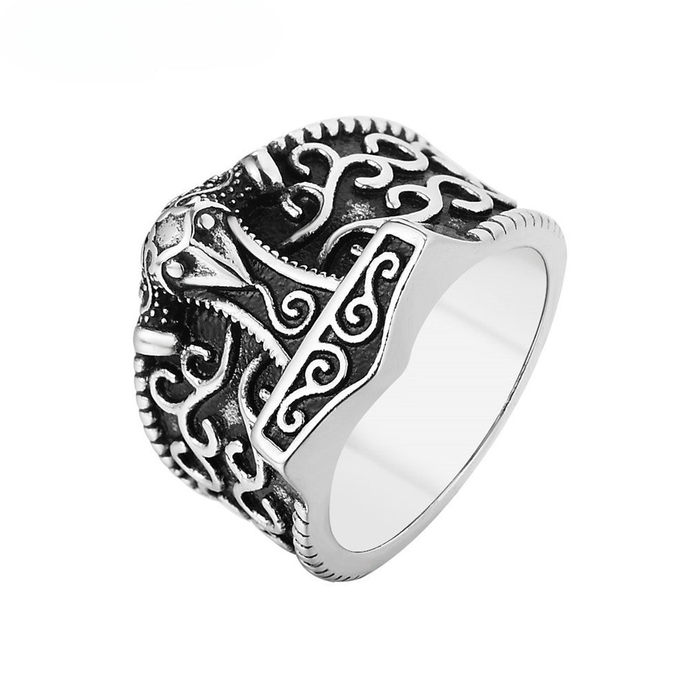 Punk Rock Nordic Viking Titanium Steel Ring for Men