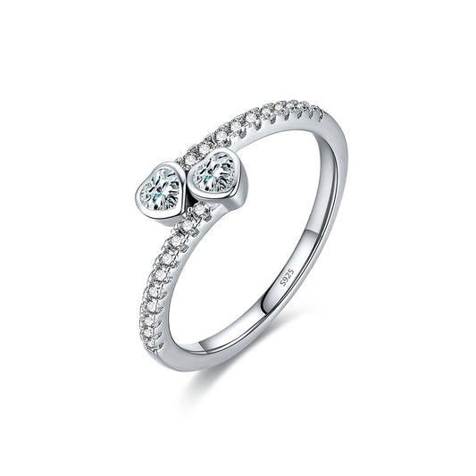 Sweet Love Intertwined Ring in S925 Sterling Silver with Zircon Embellishments