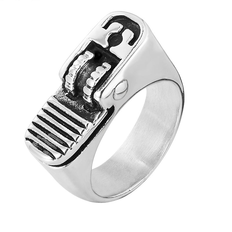 Vintage Titanium Steel Men's Ring with Unique Lighter Design