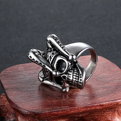 Titanium Steel Skull Clown Ring for Men - Bold European and American Fashion Jewelry