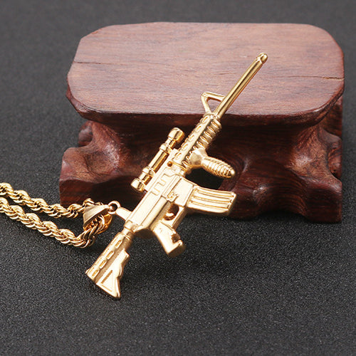 Stylish Hip Hop Titanium Steel AK47 Pendant for Men - European and American Fashion Jewelry