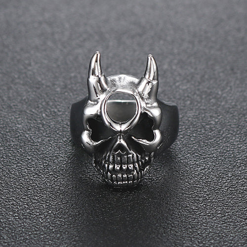 Vintage-Inspired Men's Skull Ring in Titanium Steel – Punk Style Jewelry for Men