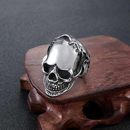 Personalized Retro Stainless Steel Skull Ring for Men - European and American Religious Totem Design