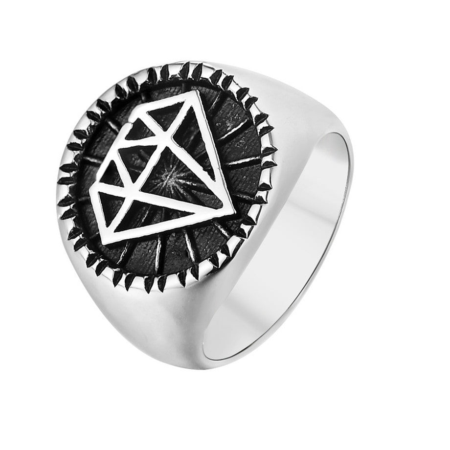 Retro Diamond Men's Titanium Ring