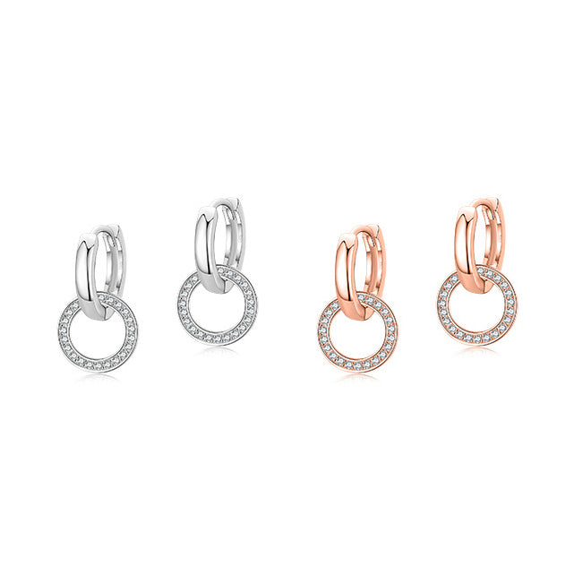 Sparkling Zircon Sterling Silver Earrings Set