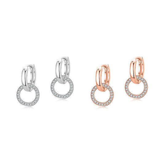 Sparkling Zircon Sterling Silver Earrings Set