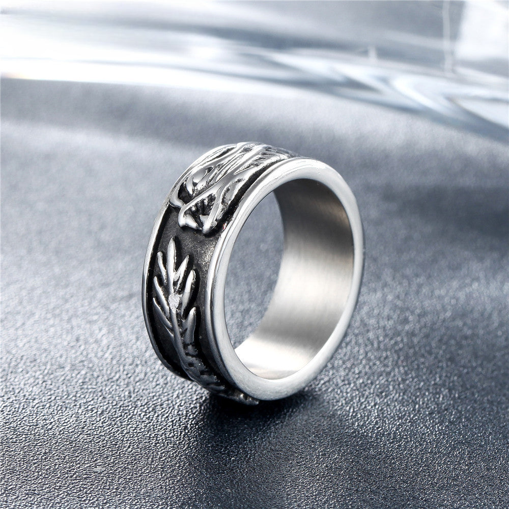 Vintage Chinese Dragon Pattern Titanium Steel Ring for Men