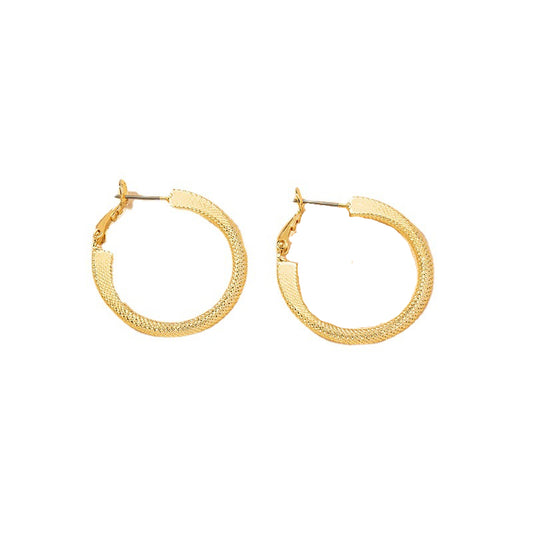 Retro Metal Circle Earrings with Personalized Texture - Vienna Verve Collection