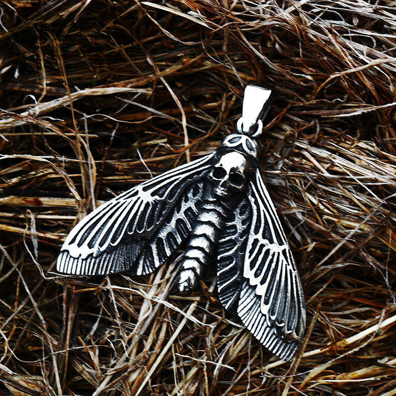 Wholesale European and American Retro Skull Pendant in Stainless Steel for Men - Cross-Border Titanium Steel Animal Moth Jewelry