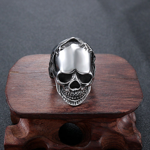 Personalized Retro Stainless Steel Skull Ring for Men - European and American Religious Totem Design