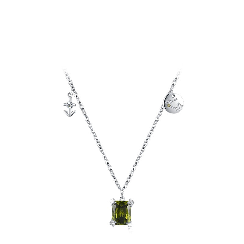 Sterling Silver Zodiac Necklace with Zircon Detail