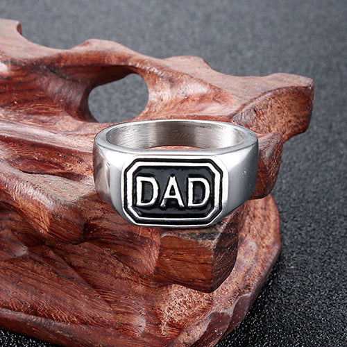 Personalized Retro Stainless Steel DAD Ring for Men - European and American Fashion Jewelry