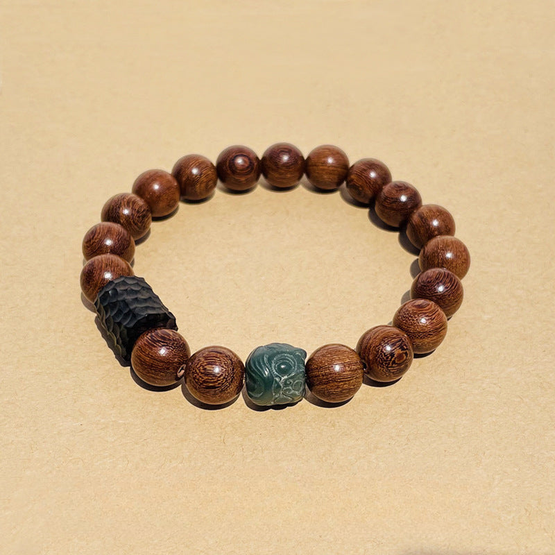 Immortal's String Sterling Silver Bracelet with Sandalwood and Jade