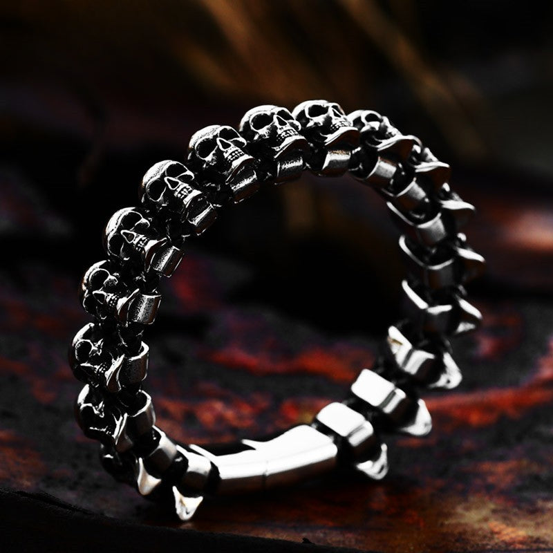 Titanium Steel Skull Bracelet for Men - Retro Punk Style Jewelry