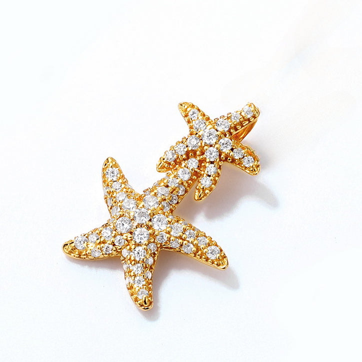 Double Zircon Starfish Sterling Silver Pendant
