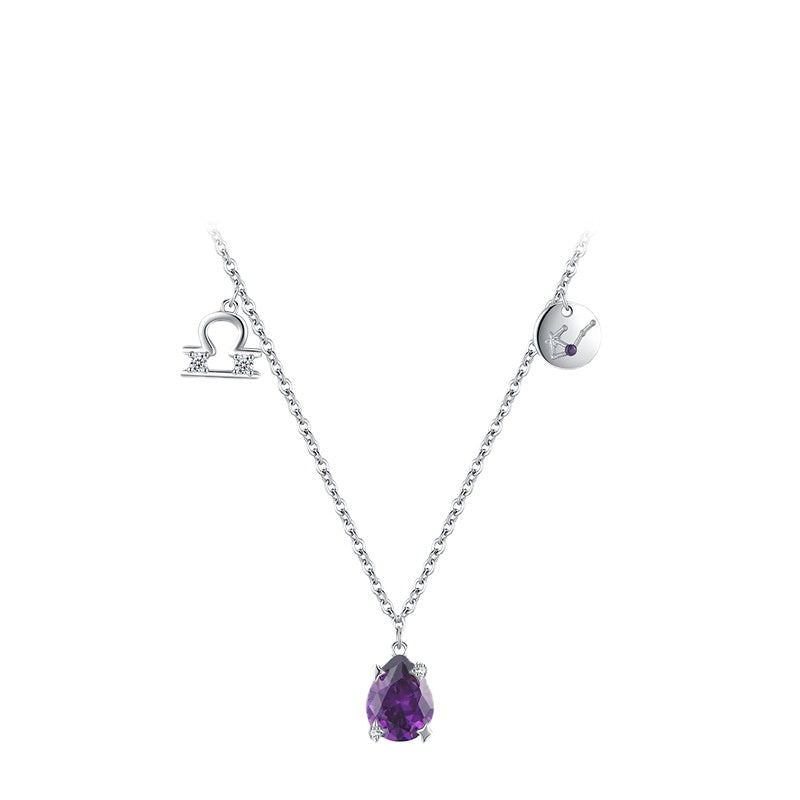 Sterling Silver Zodiac Necklace with Zircon Detail