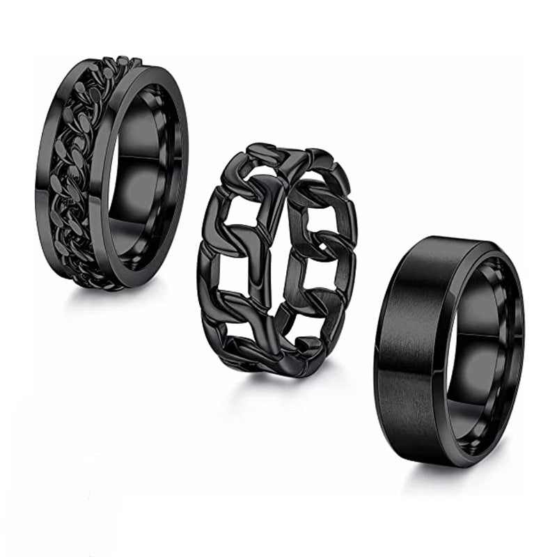 Sleek Titanium Steel Chain Ring for Stylish Men