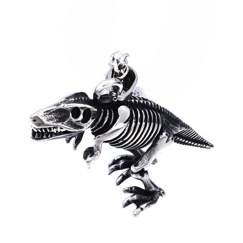 Vintage-Inspired Titanium Steel Dinosaur Pendant for Men - Unique Creative Jewelry