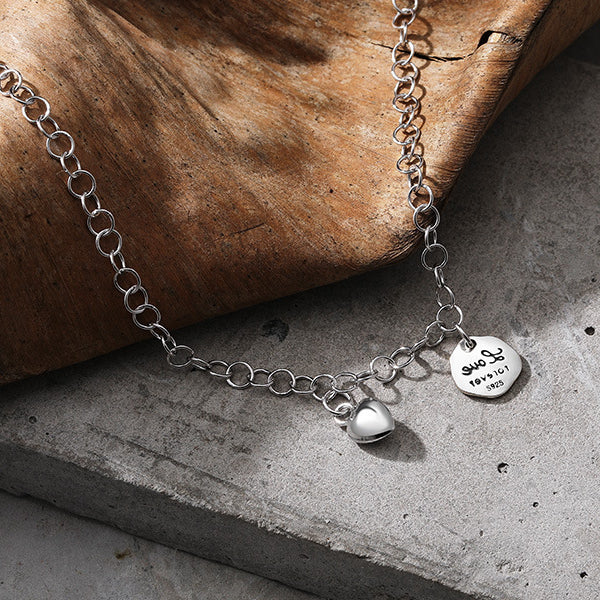 Letter LOVE Small Disc Sterling Silver Bracelet