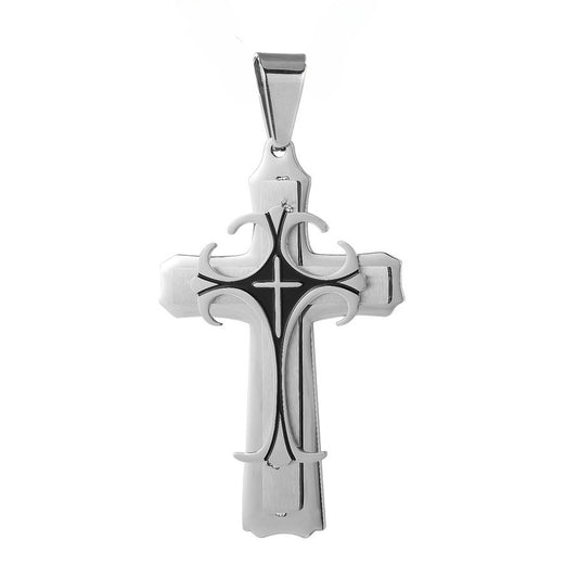 Double Layer Cross Titanium Steel Pendant for Men