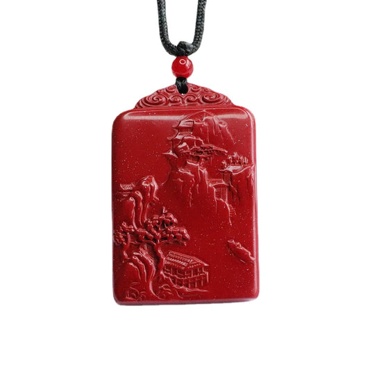 Cinnabar Landscape Pendant Jewelry