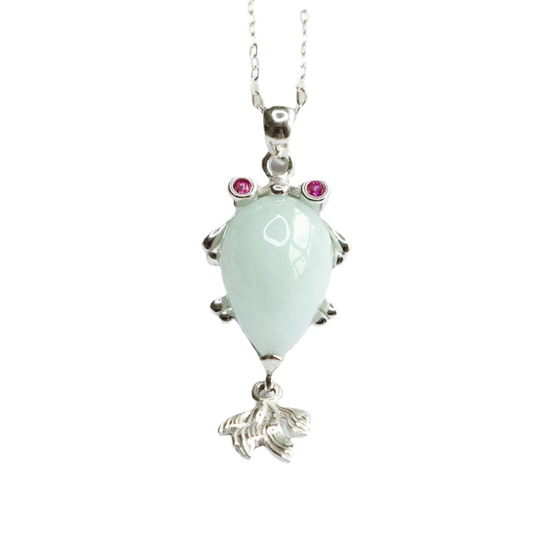 Fortune's Favor Goldfish Necklace with Natural Jade Gemstone