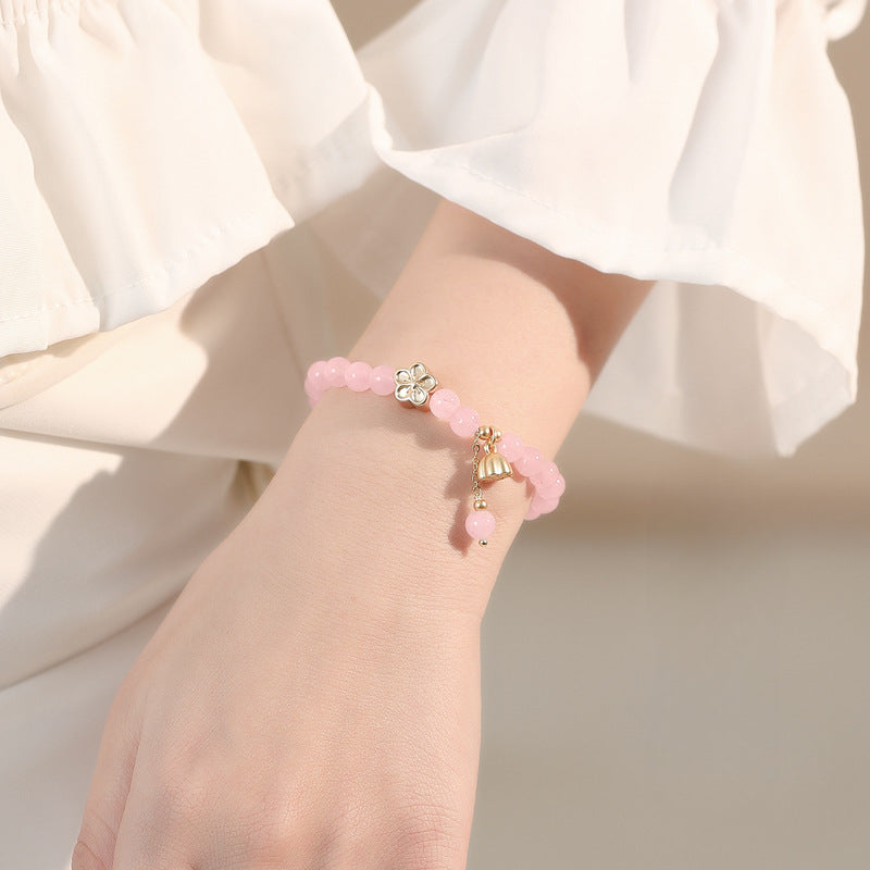 Peach Blossom Crystal Beaded Bracelet for Best Friend's Birthday Gift