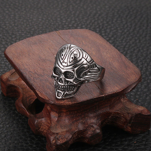 Stylish European-American Totem Skull Titanium Steel Ring for Men - Simple and Unique Stainless Steel Jewelry