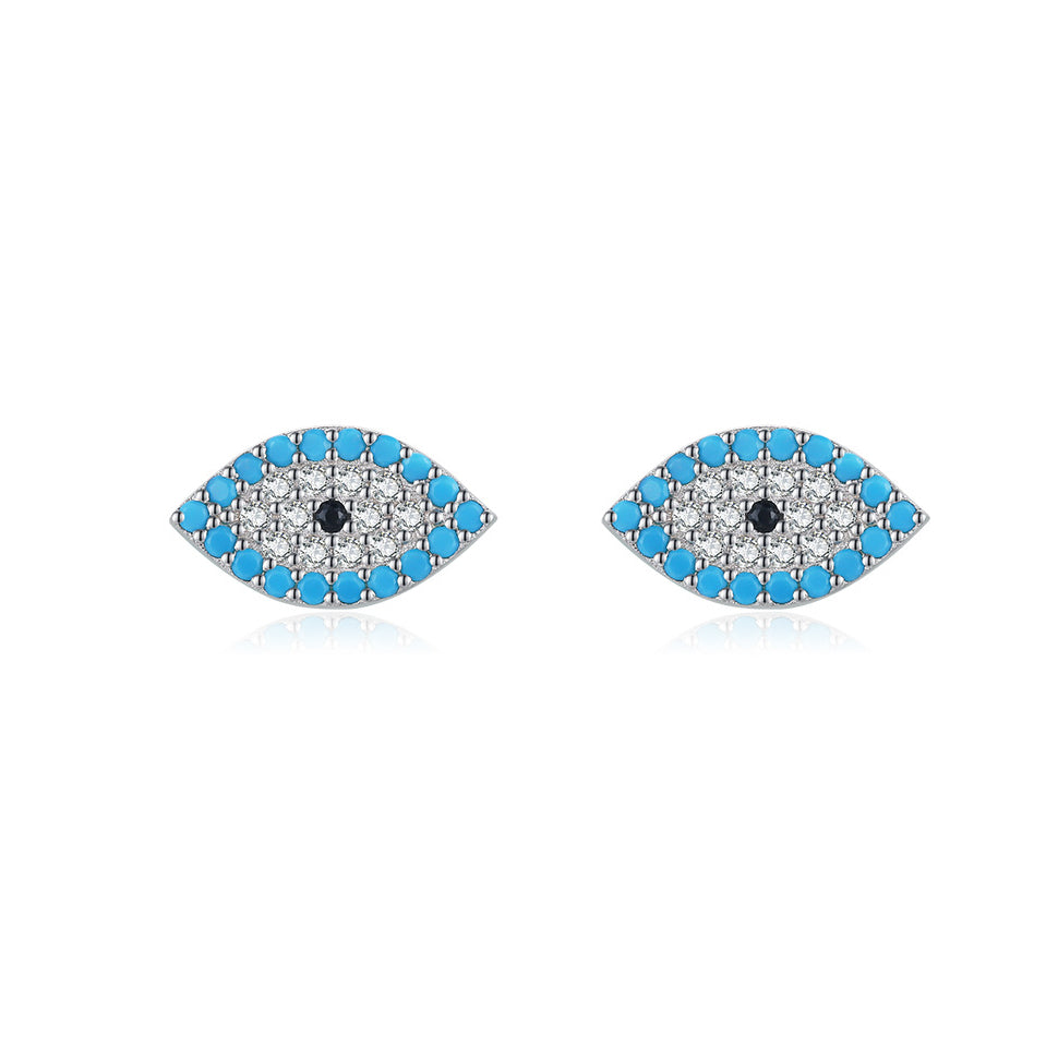 Small Devil's Eye Sterling Silver Turquoise Stud Earrings