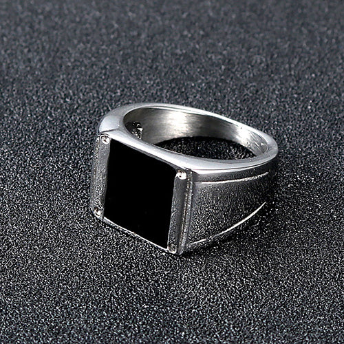 Titanium Steel Retro Punk Men's Ring - European and American Fashion Drop Vinyl Wholesale Jewelry