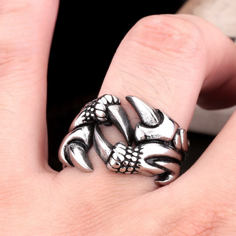 Titanium Steel Men's Dragon Claw Adjustable Ring - Personalized Trendy Jewelry for Him