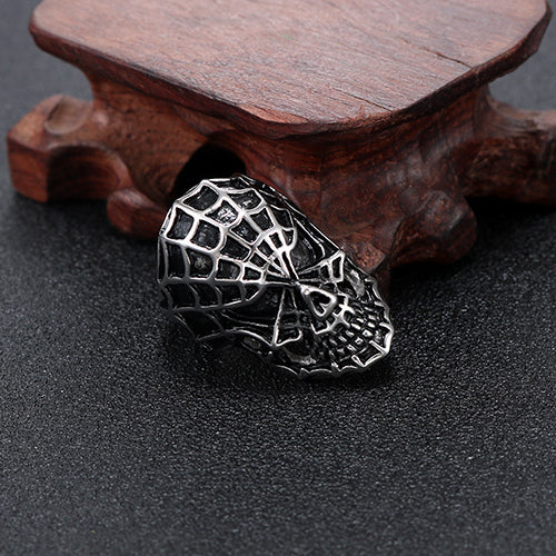 Punk Retro Spider-Man Titanium Steel Ring for Men - European and American Film & TV Inspired Accessories