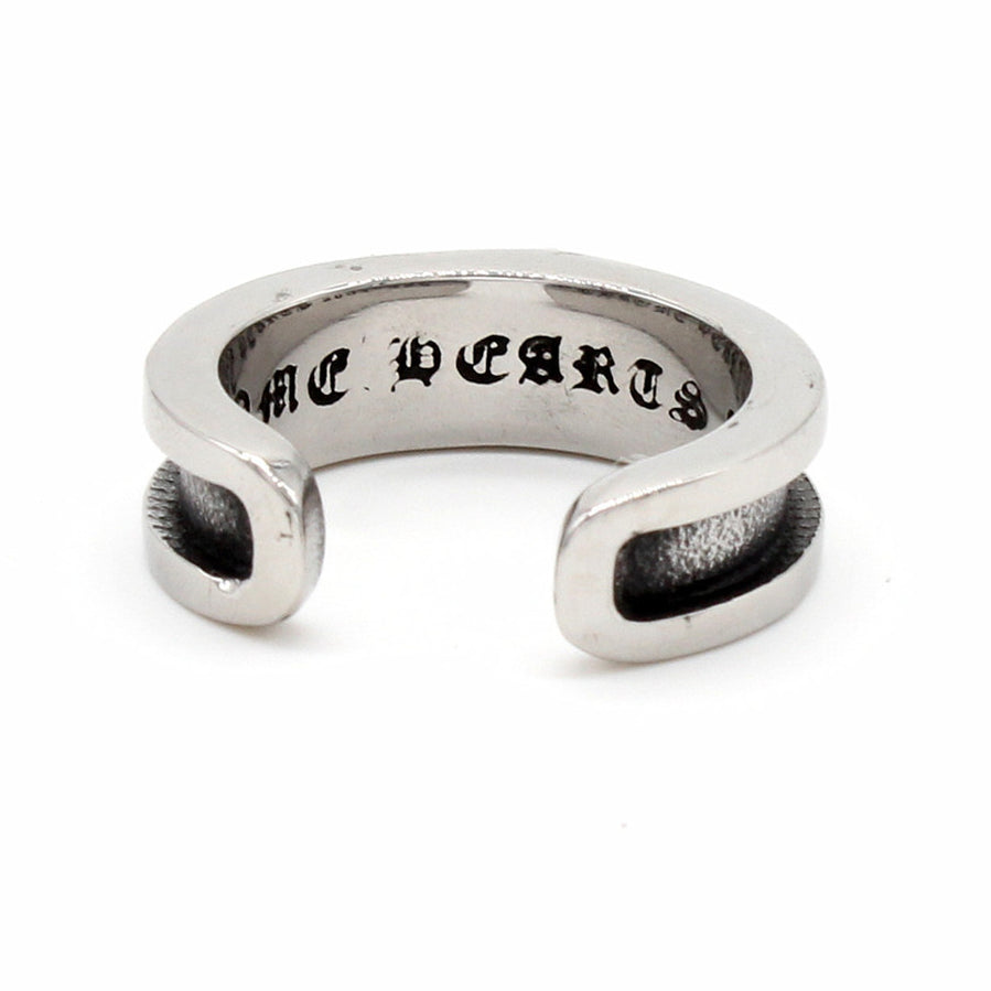 Cross Flower Grooved Open Titanium Steel Ring for Men