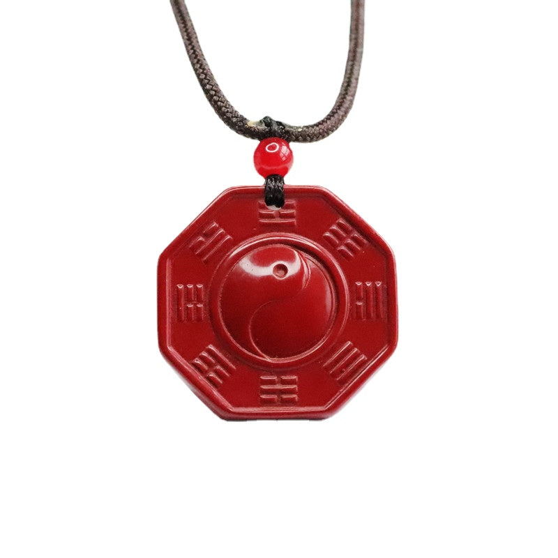 Mystical Sand Bagua Pendant with Cinnabar Gemstone