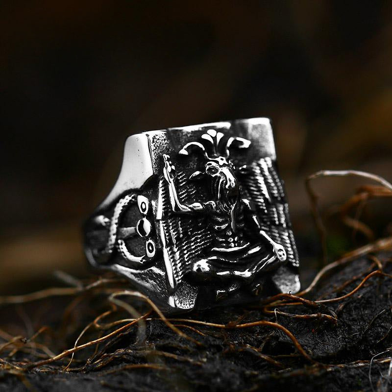 Hip-Hop Retro Titanium Steel Men's Ring - Wholesale Stainless Steel Jewelry from Europe and the USA