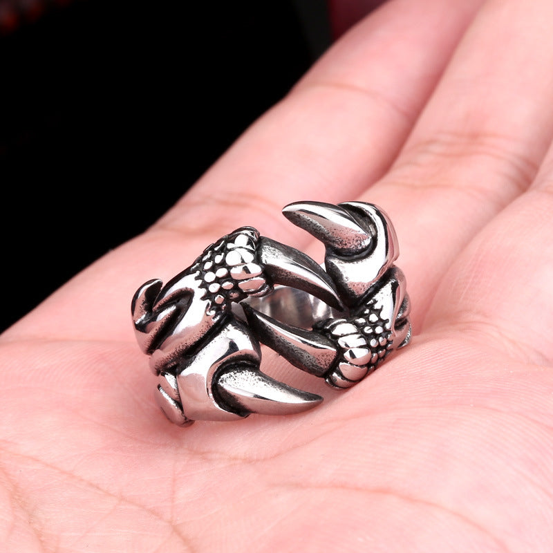 Titanium Steel Men's Dragon Claw Adjustable Ring - Personalized Trendy Jewelry for Him