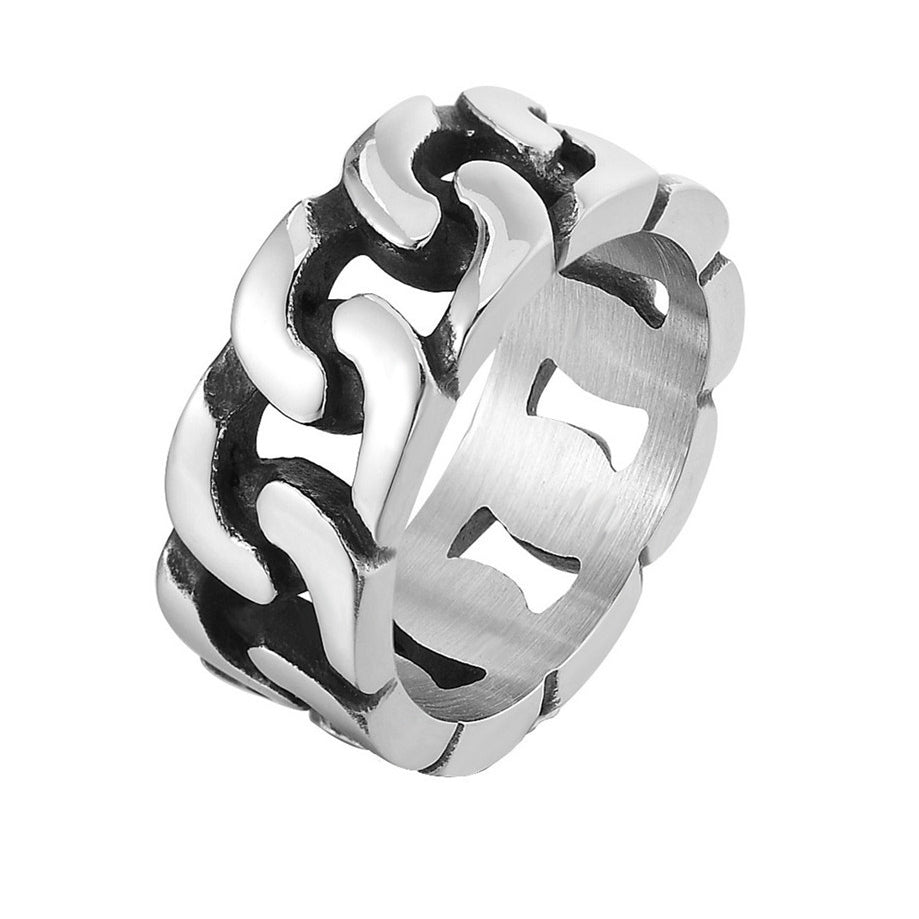 Vintage Titanium Steel Men's Car Chain Ring - Personalized Punk Jewelry