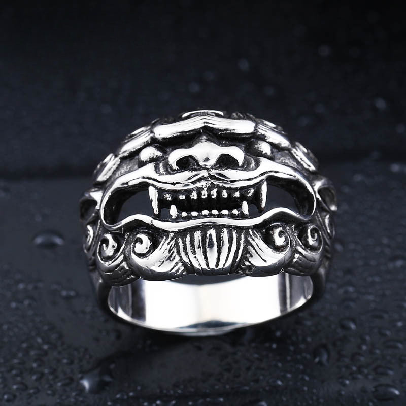 Retro Unicorn Titanium Steel Ring for Men - Ethnic Style Casting Jewelry