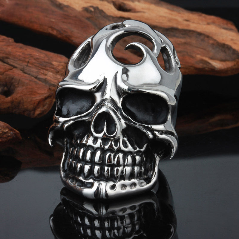 Custom Hipster Skull Titanium Steel Ring for Men - Wholesale European and American Style