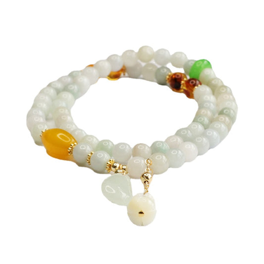 Jade Double Circle Bracelet with Tassel Accent