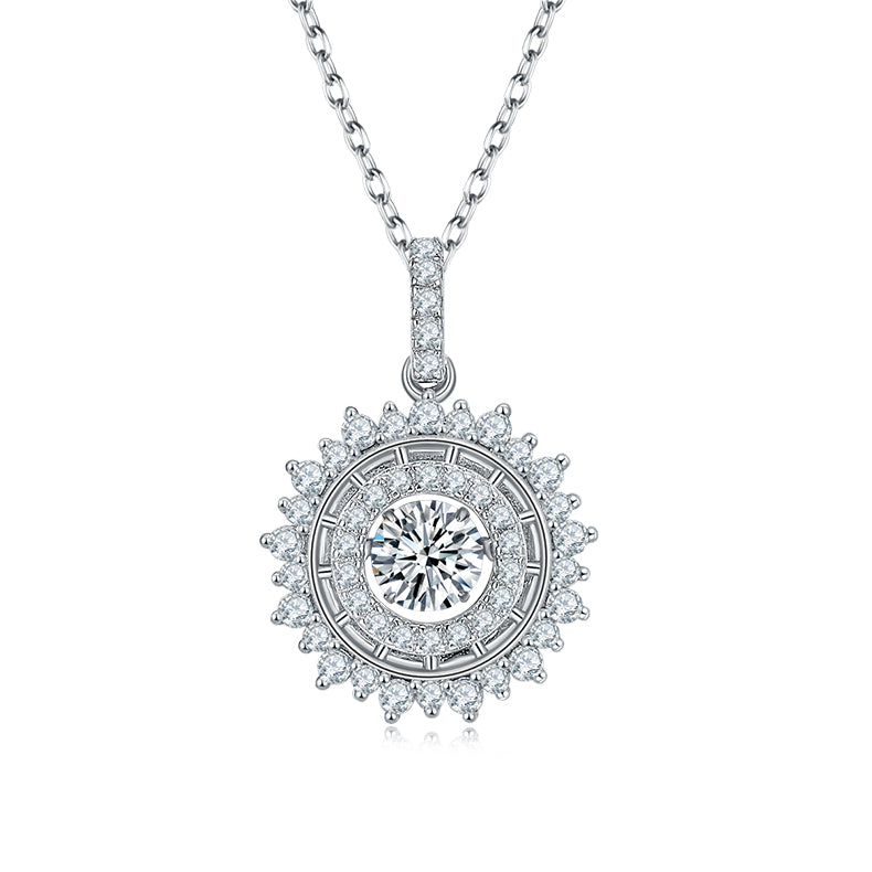 Luxury Circular Halo 0.5 Carat Round Cut Moissanite Necklace