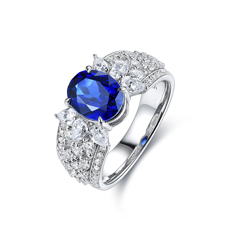 Elegant 2.5 Carat Oval Lab-Created Gemstone Ring in S925 Silver with Platinum Finish