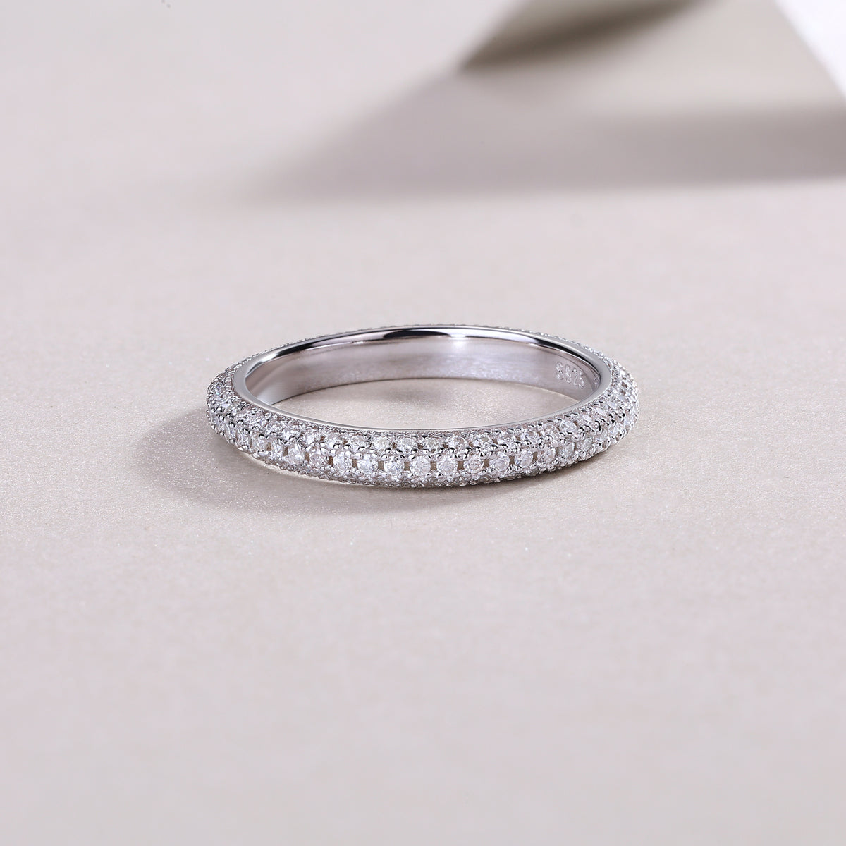 0.765 Carat Round Moissanite Eternity Ring - S925 Silver Plated Platinum