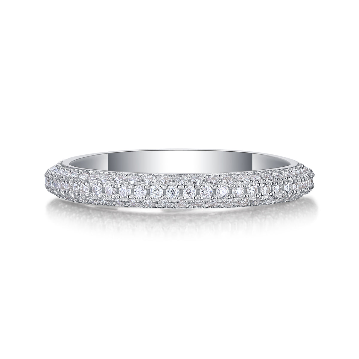 0.765 Carat Round Moissanite Eternity Ring - S925 Silver Plated Platinum