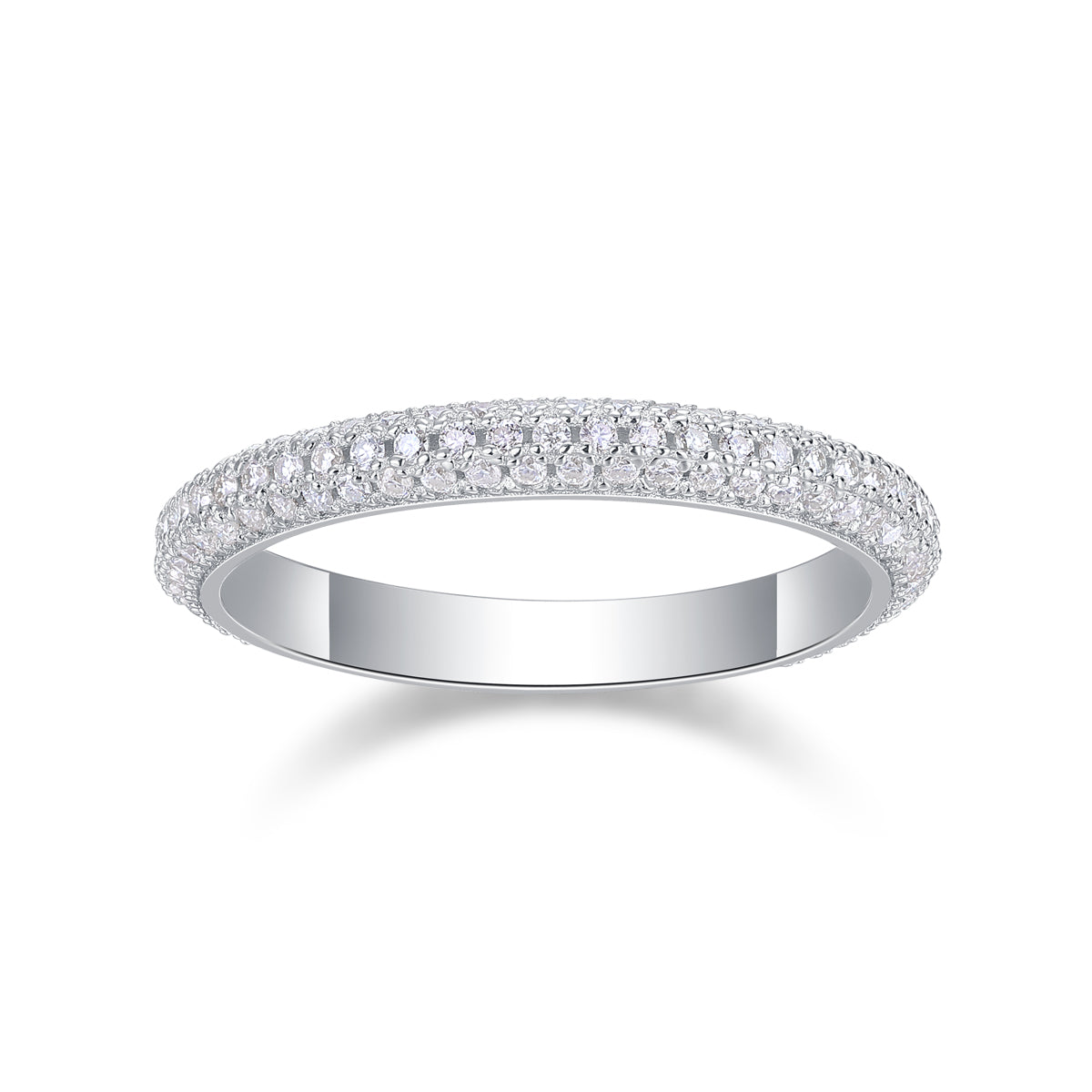 0.765 Carat Round Moissanite Eternity Ring - S925 Silver Plated Platinum