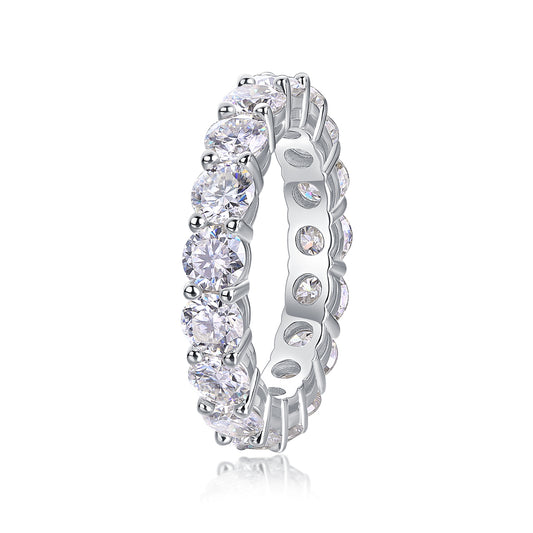 1.02 Carat Moissanite Eternity Ring in S925 Silver Plated Platinum