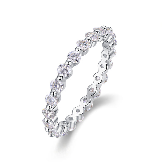 1.32 Carat Round Moissanite Eternity Ring in S925 Silver with Platinum Plating