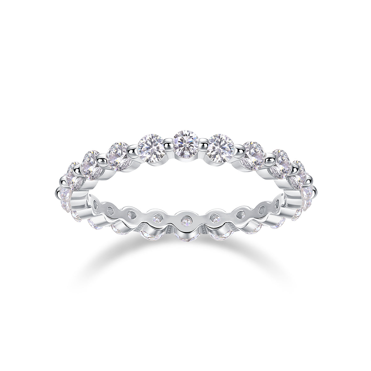 1.32 Carat Round Moissanite Eternity Ring in S925 Silver with Platinum Plating