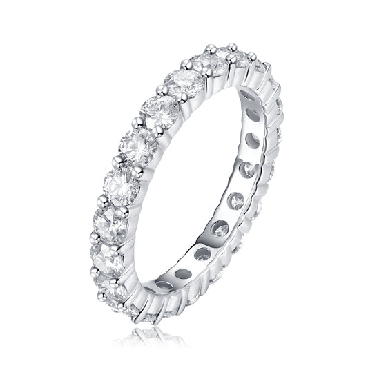 2.1 Carat Round Moissanite Eternity Ring in S925 Silver with Platinum Plating