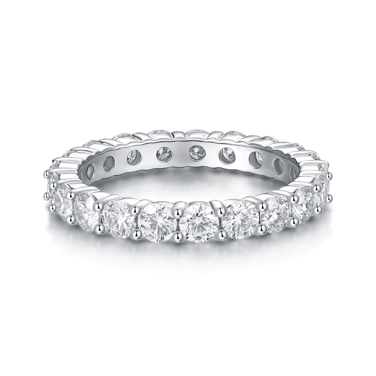 2.1 Carat Round Moissanite Eternity Ring in S925 Silver with Platinum Plating